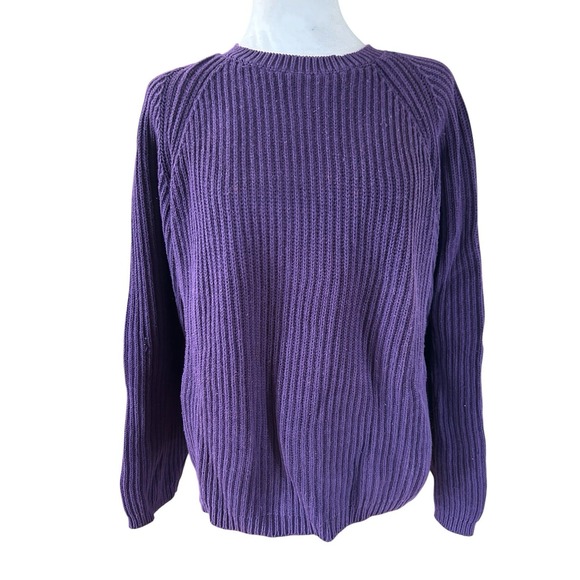 Eddie Bauer Sweaters - Eddie Bauer Vintage Rib Knit Cotton Sweater Purple Womans SZ M